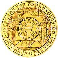 100-Euro-Goldmünze 2002 Übergang zur Währungsunion – Einführung des Euro