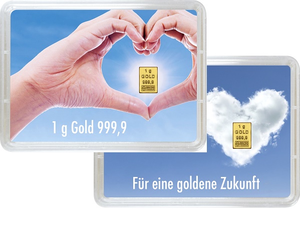 1 g Goldbarren Geschenkbarren "Goldene Zukunft"